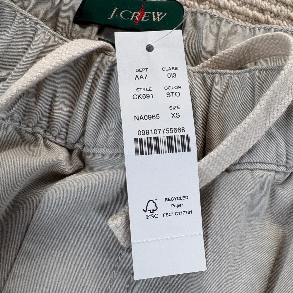 J.Crew Cordura Dock Pants Mens XS Stone Drawstring Cotton Blend‎ CK691